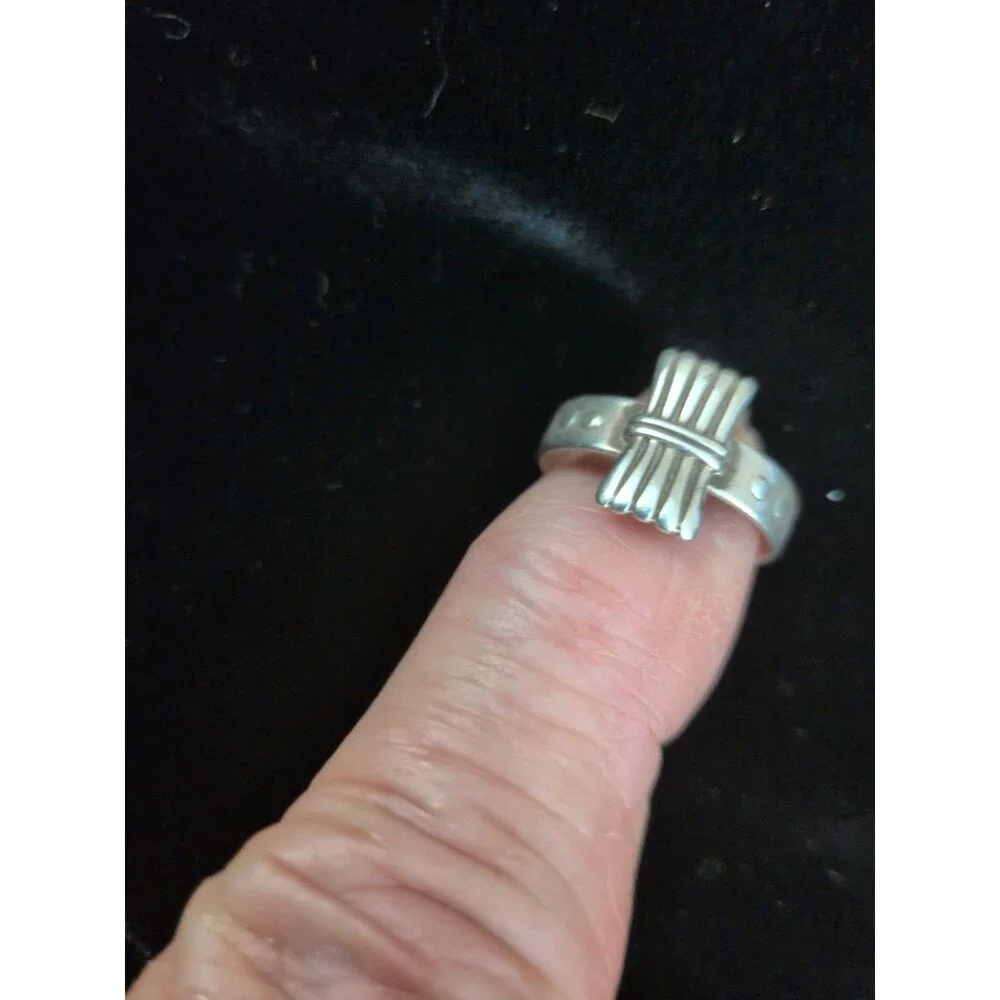 Antique Clark & Coombs Camp Fire Girls Sterling Silver Ring Size XS, No Adjust